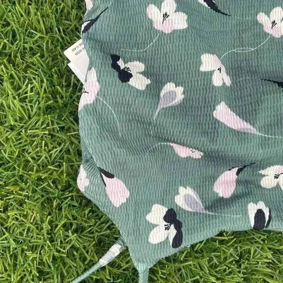 Anthropologie Vitamin A Jenna Textured Swimsuit Floral Mint Green Medium - Picture 4 of 6